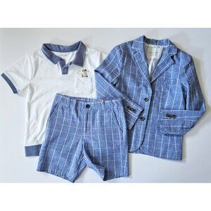 Janie and Jack Boys 7 Room to Bloom Jacket Graymalin Polo Shorts Set